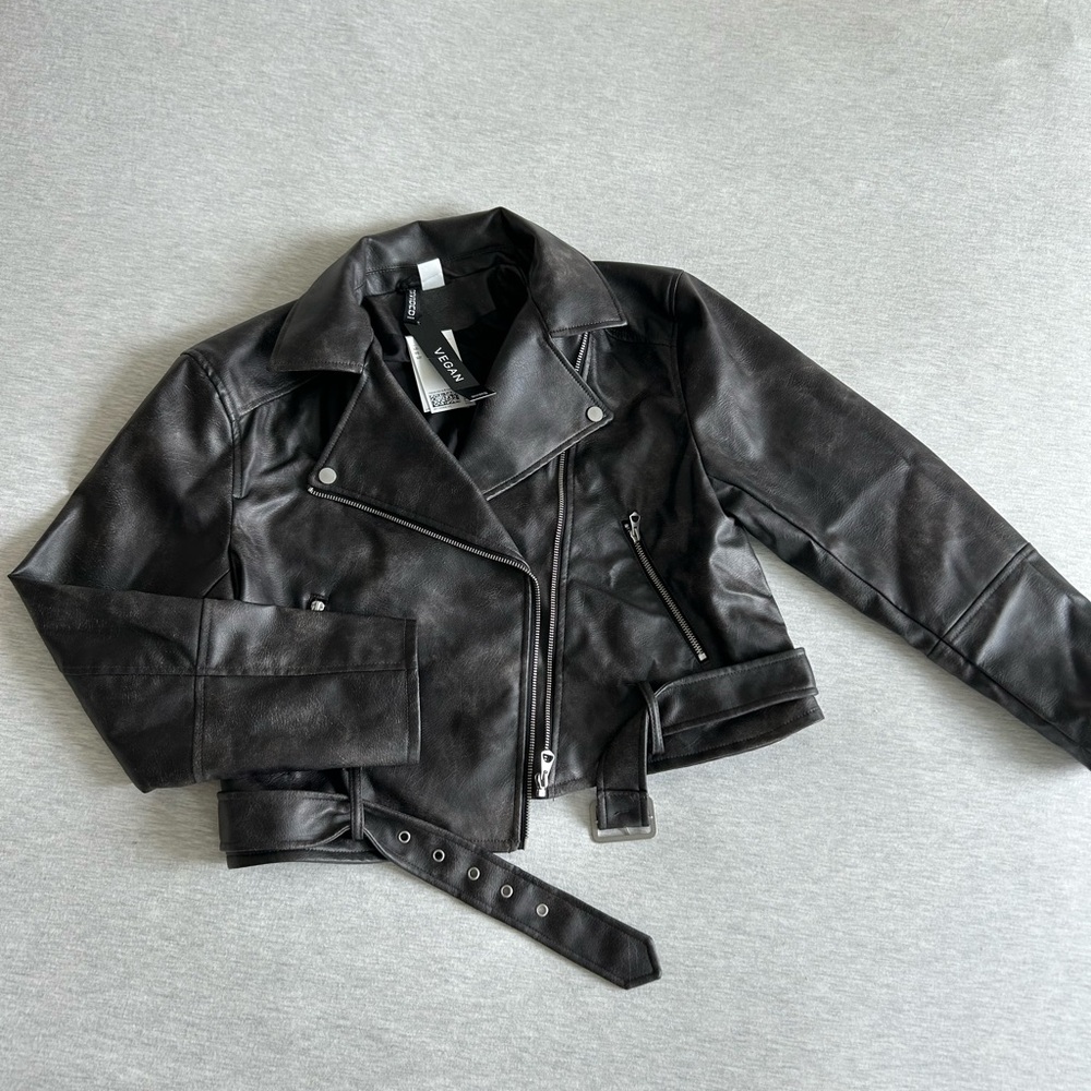 H&M Vegan Leather Moto Biker Jacket NWT S
